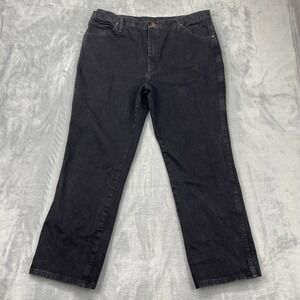 Wrangler Jeans Mens 40x30 Black Denim Dark Wash Mid Rise Straight Leg Streetwear